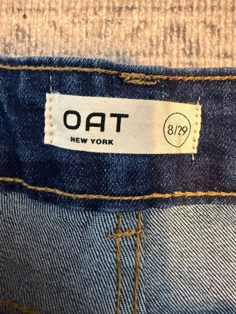 OAT New York High Rise Wide Leg Blue Jeans Size 8/29 Raw Hem Classic Modern